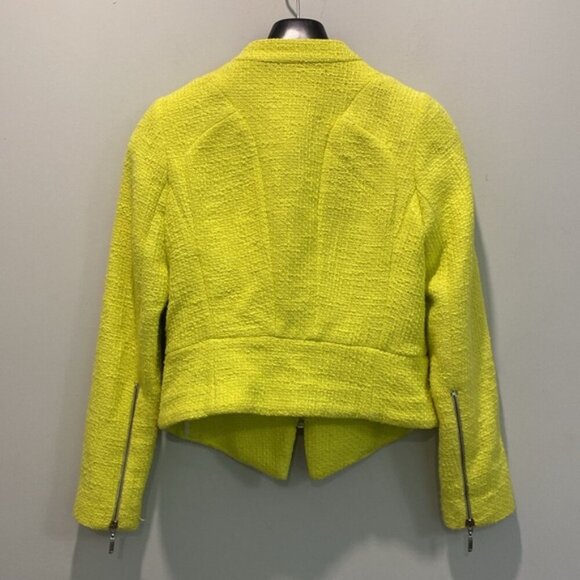 Zara Neon Yellow Tweed Blazer Jacket Size Large - Picture 12 of 15